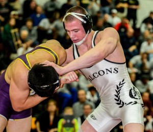 Bo Jordan (right), who won his third Ironman in December, helped St. Paris Graham edge St. Eds as his pin also provided the tie-breaking criteria.